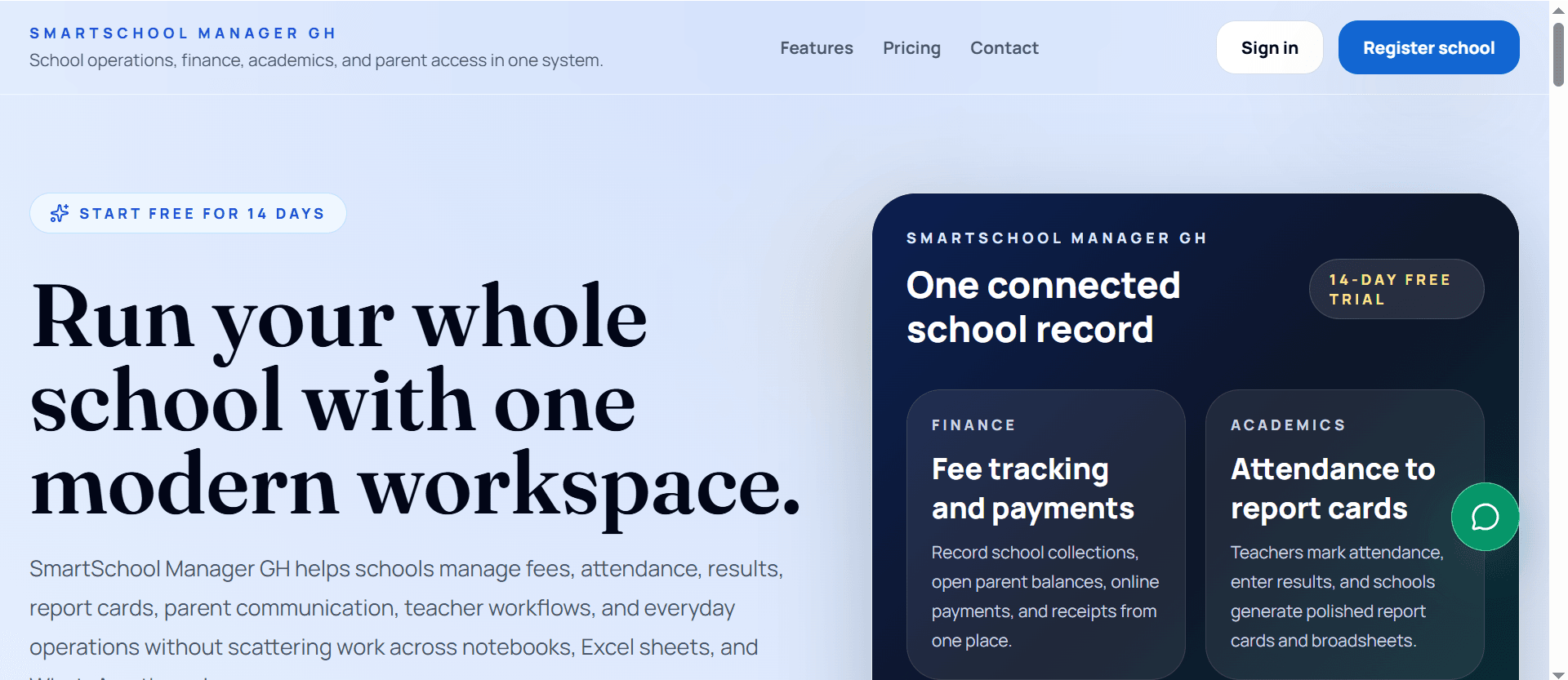 SmartSchool Manager GH live website preview